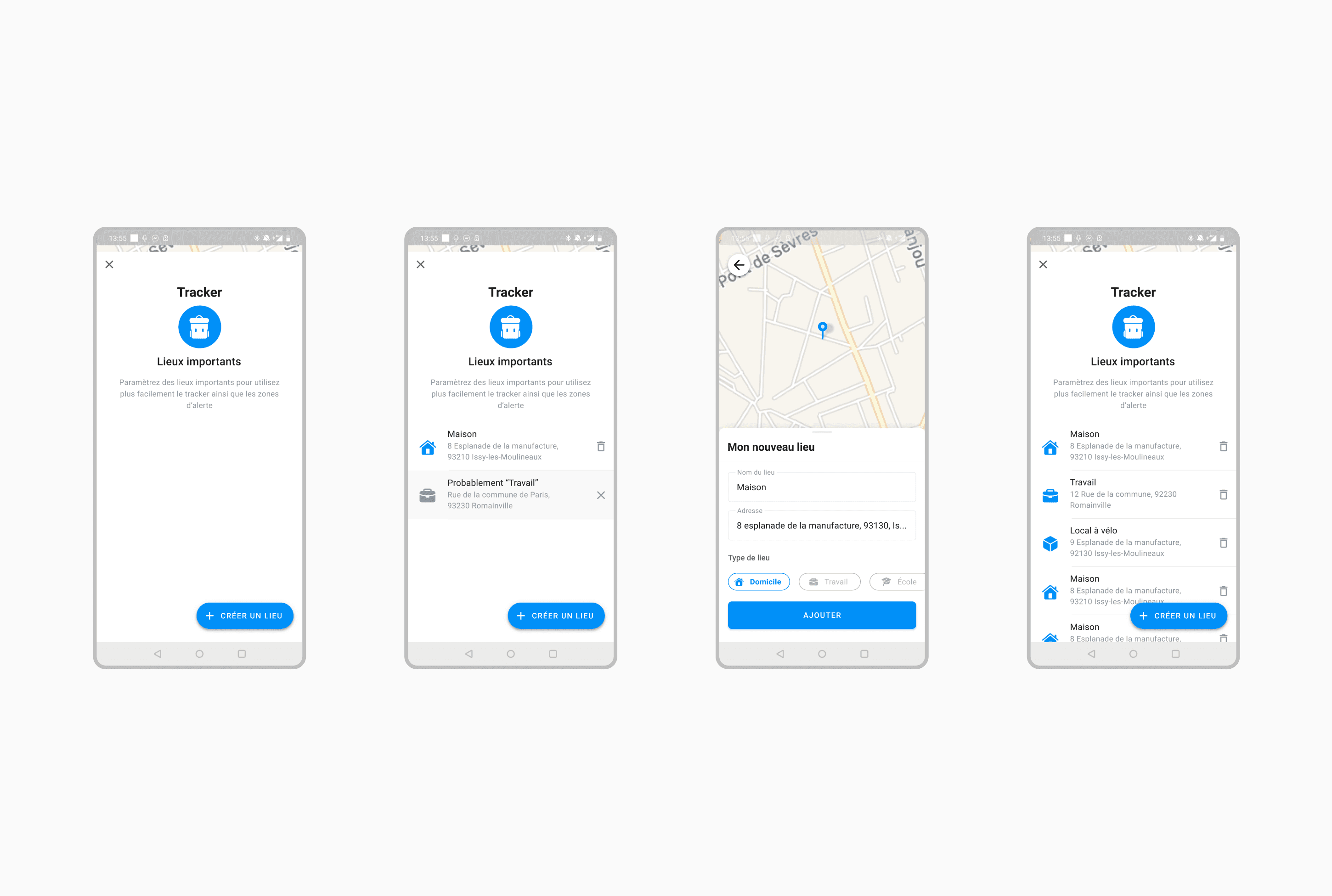 Important place flow with Android