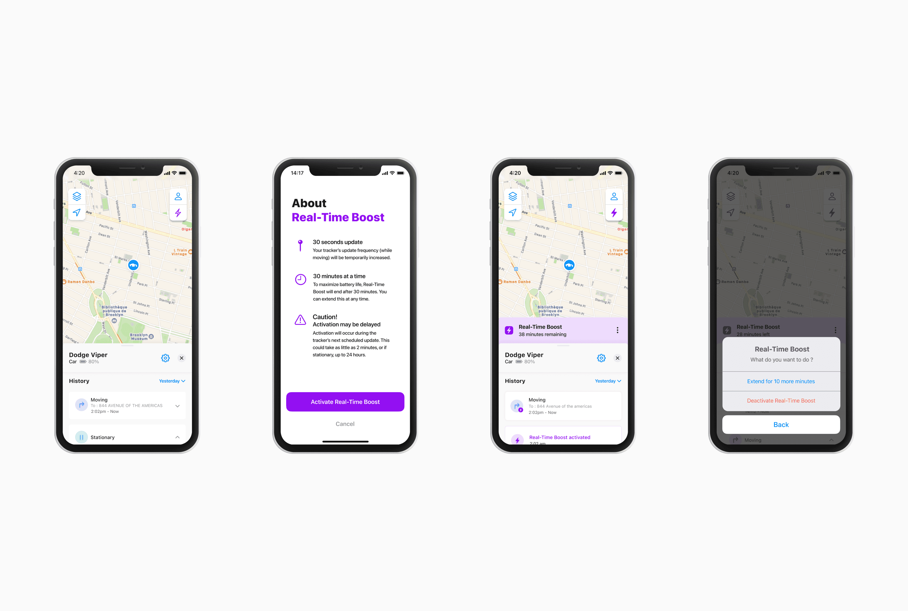 Real-Time Boost screens