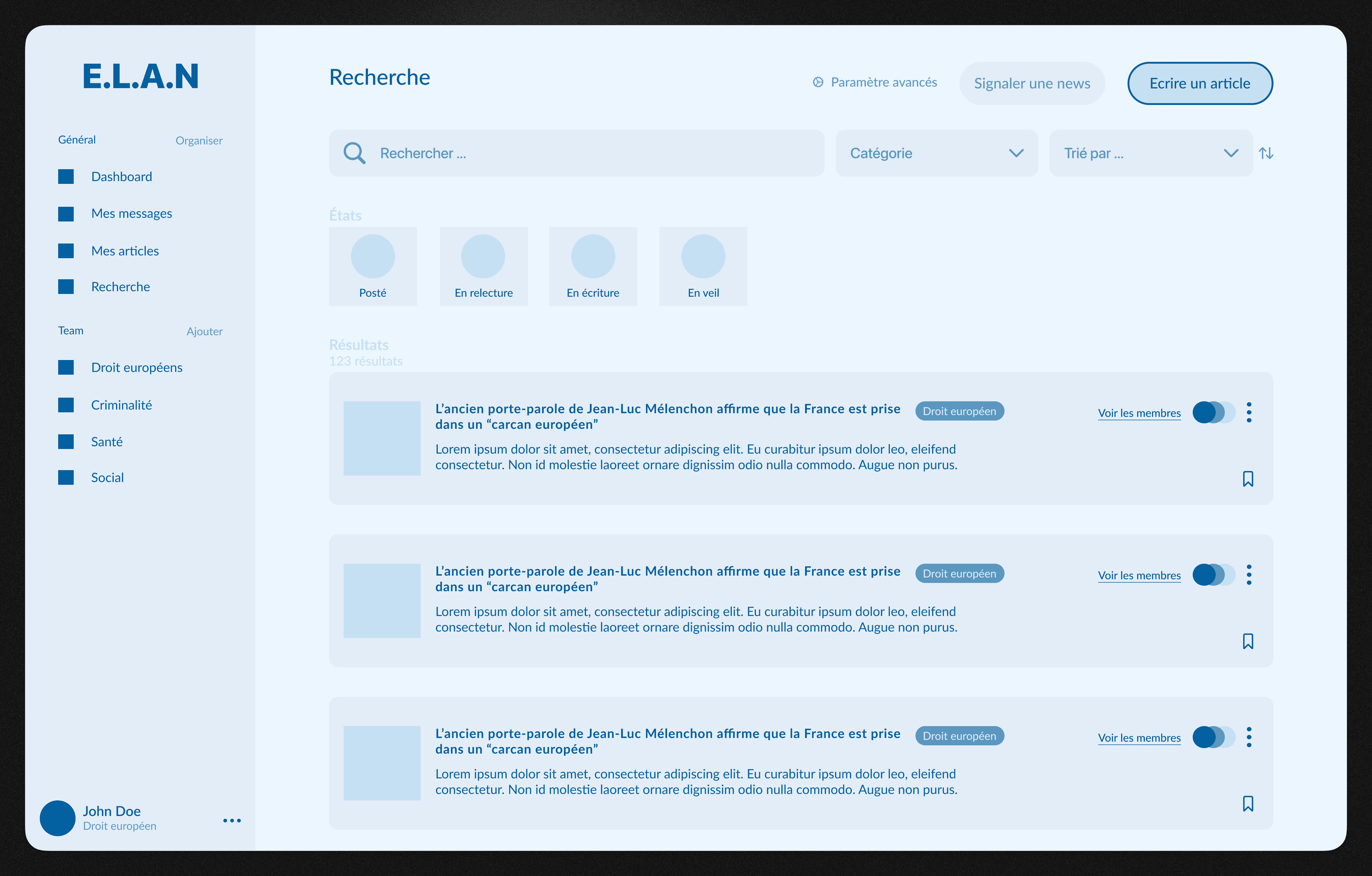 Research screen advanced wireframe