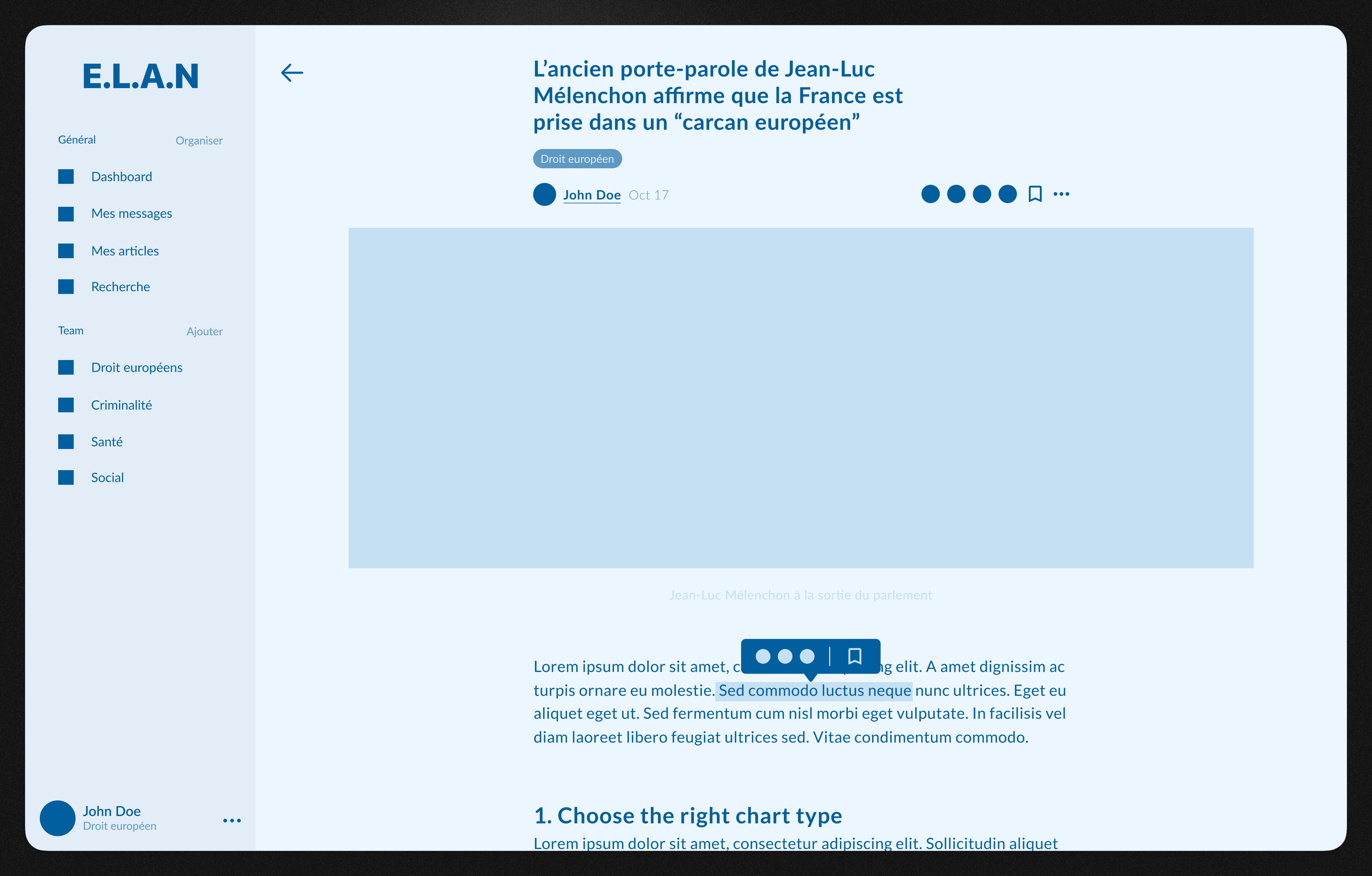 Article screen advanced wireframe.